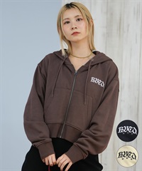 RVCA ルーカ ジップアップ パーカー レディース スウェット フーディー ショート丈 ロゴ 裏毛 NEAT ZIP HOODIE BF044-014(BLK-S)