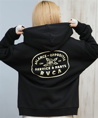RVCA ルーカ ジップアップ パーカー レディース バックプリント ロゴ 裏起毛 COURT ZIP HOODIE BF044-015(BLK-S)