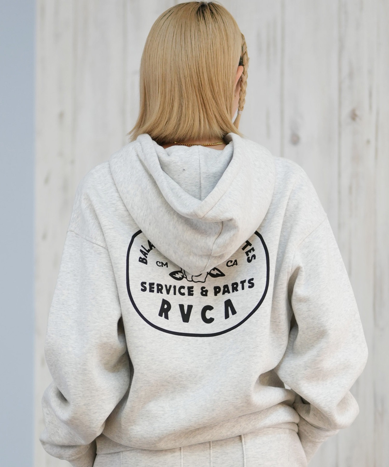 RVCA ルーカ ジップアップ パーカー レディース バックプリント ロゴ 裏起毛 COURT ZIP HOODIE BF044-015(GRY-S)