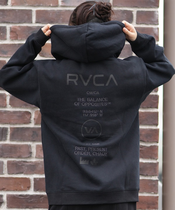 RVCA ルーカ ジップアップ パーカー レディース バックプリント ロゴ BF044-P02(BLK-M)