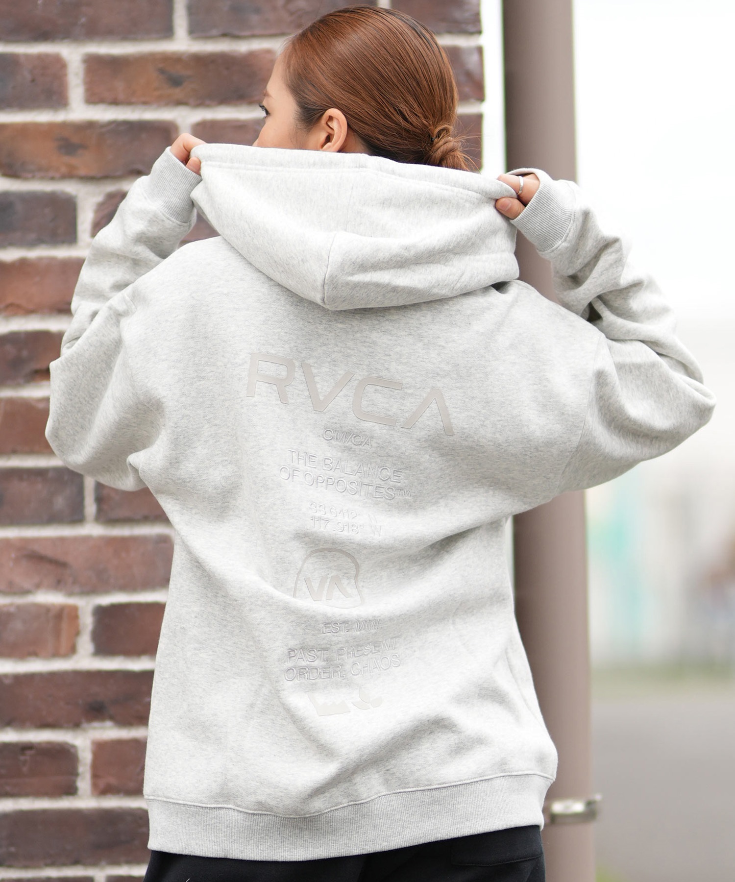 RVCA ルーカ ジップアップ パーカー レディース バックプリント ロゴ BF044-P02(GRY-M)