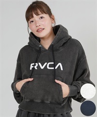 RVCA ルーカ プルオーバー パーカー レディース クロップド丈 ショート丈 ロゴ CROPPED HOODIE BF044-P03(BLK-S)