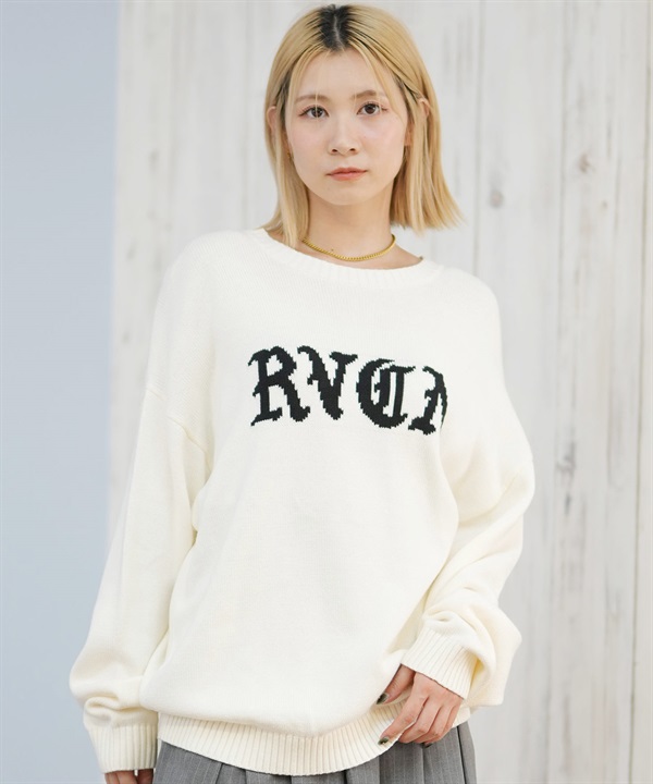 RVCA ルーカ ニット セーター レディース クルーネック ロゴ BIG RVCA KNIT BF044-650