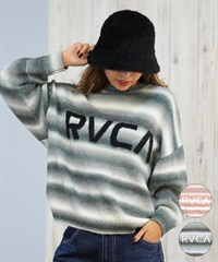 RVCA ルーカ ニット セーター レディース クルーネック ロゴ ボーダー グラデーション RS BIG RVCA KNIT BF044-651(BLK-M)
