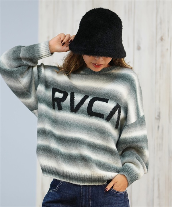 RVCA ルーカ ニット セーター レディース クルーネック ロゴ ボーダー グラデーション RS BIG RVCA KNIT BF044-651