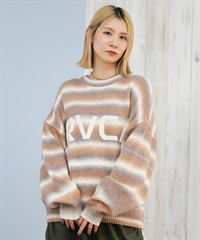 RVCA ルーカ ニット セーター レディース クルーネック ロゴ ボーダー グラデーション RS BIG RVCA KNIT BF044-651(SDN-M)