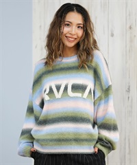 RVCA ルーカ ニット セーター レディース クルーネック ロゴ ボーダー グラデーション RS BIG RVCA KNIT BF044-651(CPG-M)
