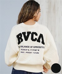 RVCA ルーカ ニット セーター レディース バックプリント ロゴ ARCH RVCA MATCH CREW KNIT BF044-P65(BLK-M)