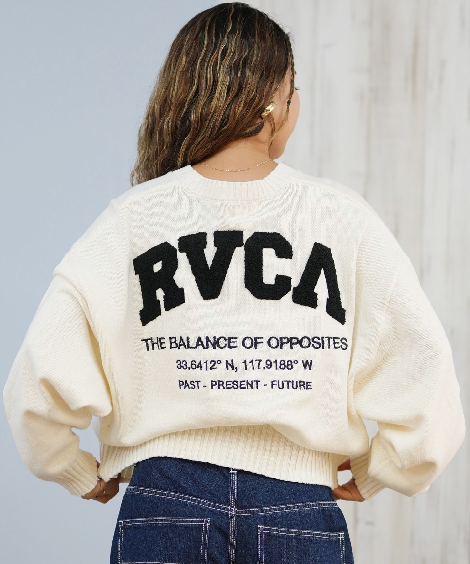 RVCA ルーカ ニット セーター レディース バックプリント ロゴ ARCH RVCA MATCH CREW KNIT BF044-P65(CLO-M)
