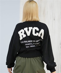 RVCA ルーカ ニット セーター レディース バックプリント ロゴ ARCH RVCA MATCH CREW KNIT BF044-P65(BLK-M)