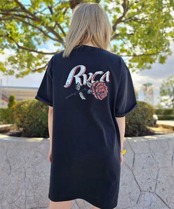 RVCA ルーカ ワンピース レディース Tシャツワンピース 半袖 バラ ロゴ バックプリント BF043-P36
