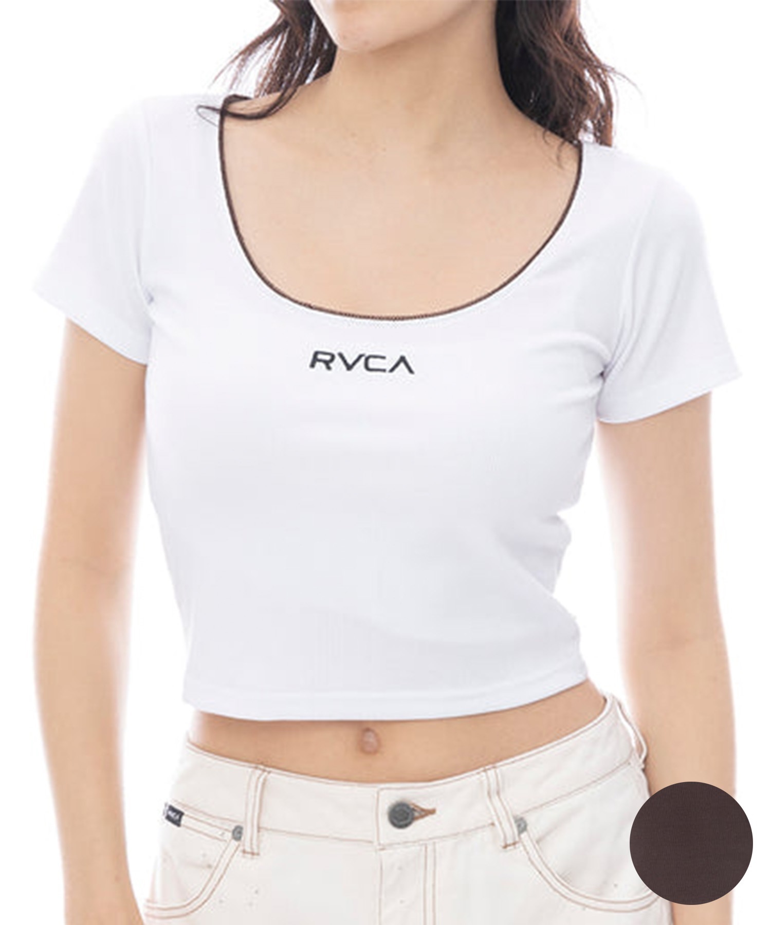 RVCA ルーカ 半袖 Tシャツ レディース リバーシブル クロップド丈 ショート丈 ロゴ BF043-210(CTF0-M)