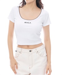 RVCA ルーカ 半袖 Tシャツ レディース リバーシブル クロップド丈 ショート丈 ロゴ BF043-210(WHT-M)