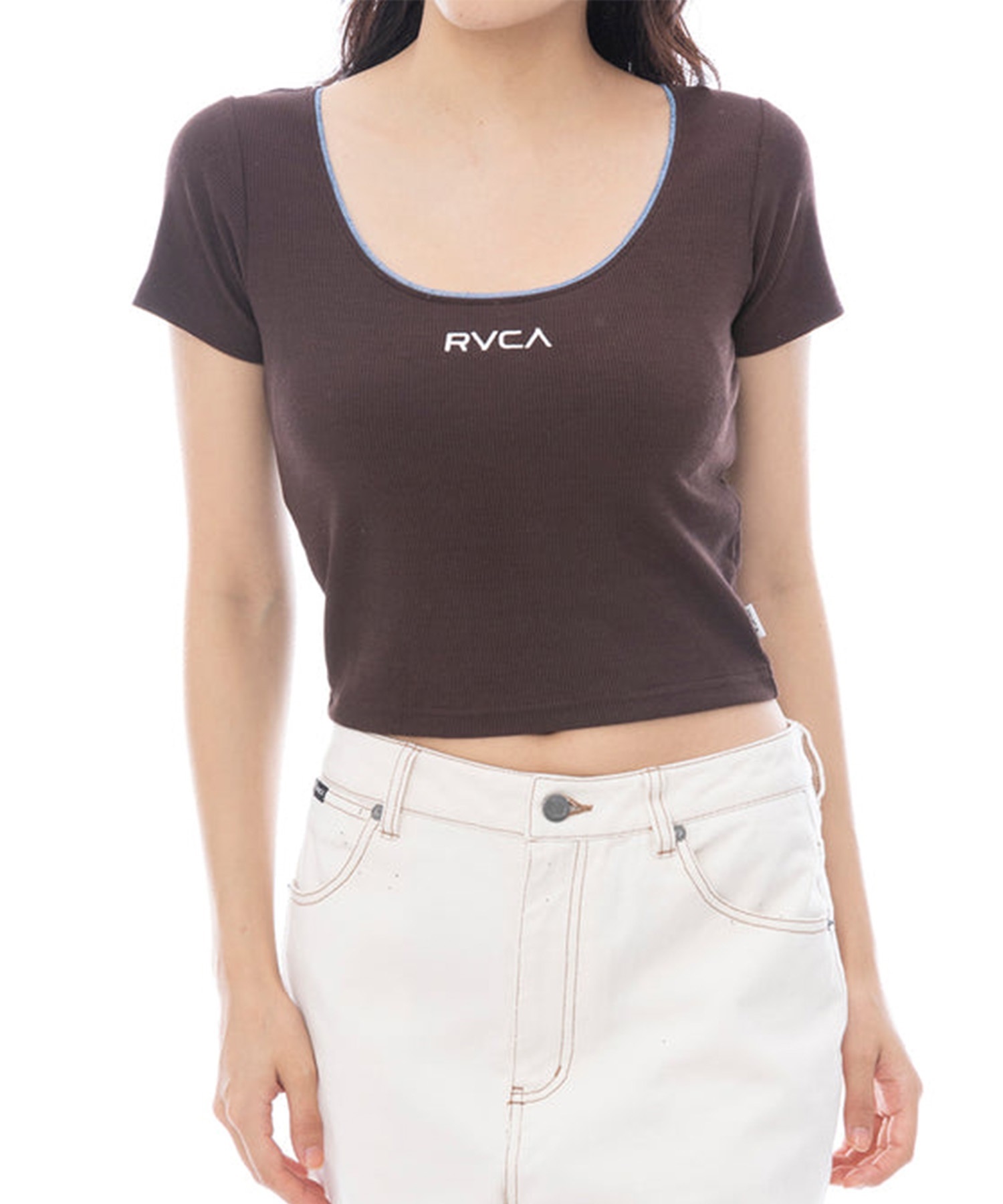RVCA ルーカ 半袖 Tシャツ レディース リバーシブル クロップド丈 ショート丈 ロゴ BF043-210(CTF0-M)