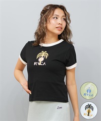RVCA ルーカ 半袖 Tシャツ レディース ミニTシャツ リンガーTシャツ PALM TREE BABY RINGER ST BF04C-205