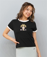 RVCA ルーカ 半袖 Tシャツ レディース ミニTシャツ リンガーTシャツ PALM TREE BABY RINGER ST BF04C-205