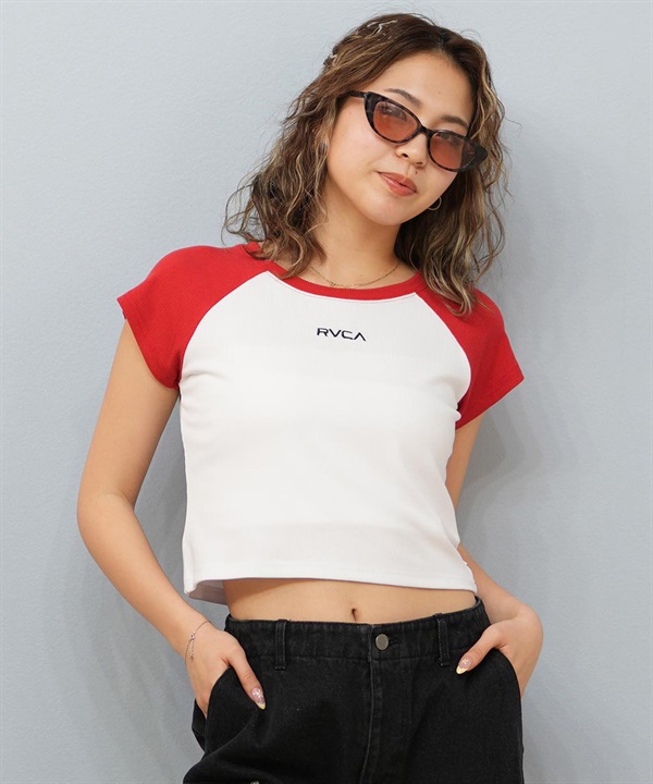 RVCA ルーカ 半袖 Tシャツ レディース クロップド丈 ショート丈 ロゴ 刺繍 BF04C-207