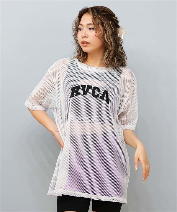 RVCA ルーカ 半袖 Tシャツ レディース メッシュTシャツ ロゴ オーバーサイズ ARCH RVCA MESH TEE BF04C-857