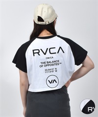RVCA ルーカ 半袖 Tシャツ レディース クロップド丈 ショート丈 ラグラン バックプリント BF04C-P21(WHT-S)