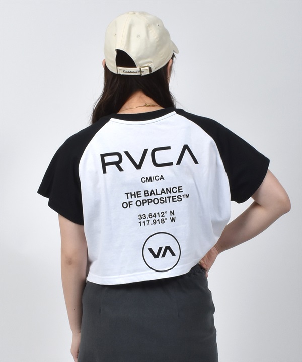 RVCA ルーカ 半袖 Tシャツ レディース クロップド丈 ショート丈 ラグラン バックプリント BF04C-P21