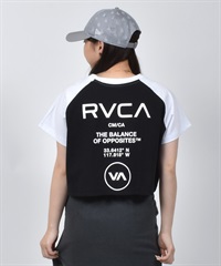 RVCA ルーカ 半袖 Tシャツ レディース クロップド丈 ショート丈 ラグラン バックプリント BF04C-P21(BLK-S)