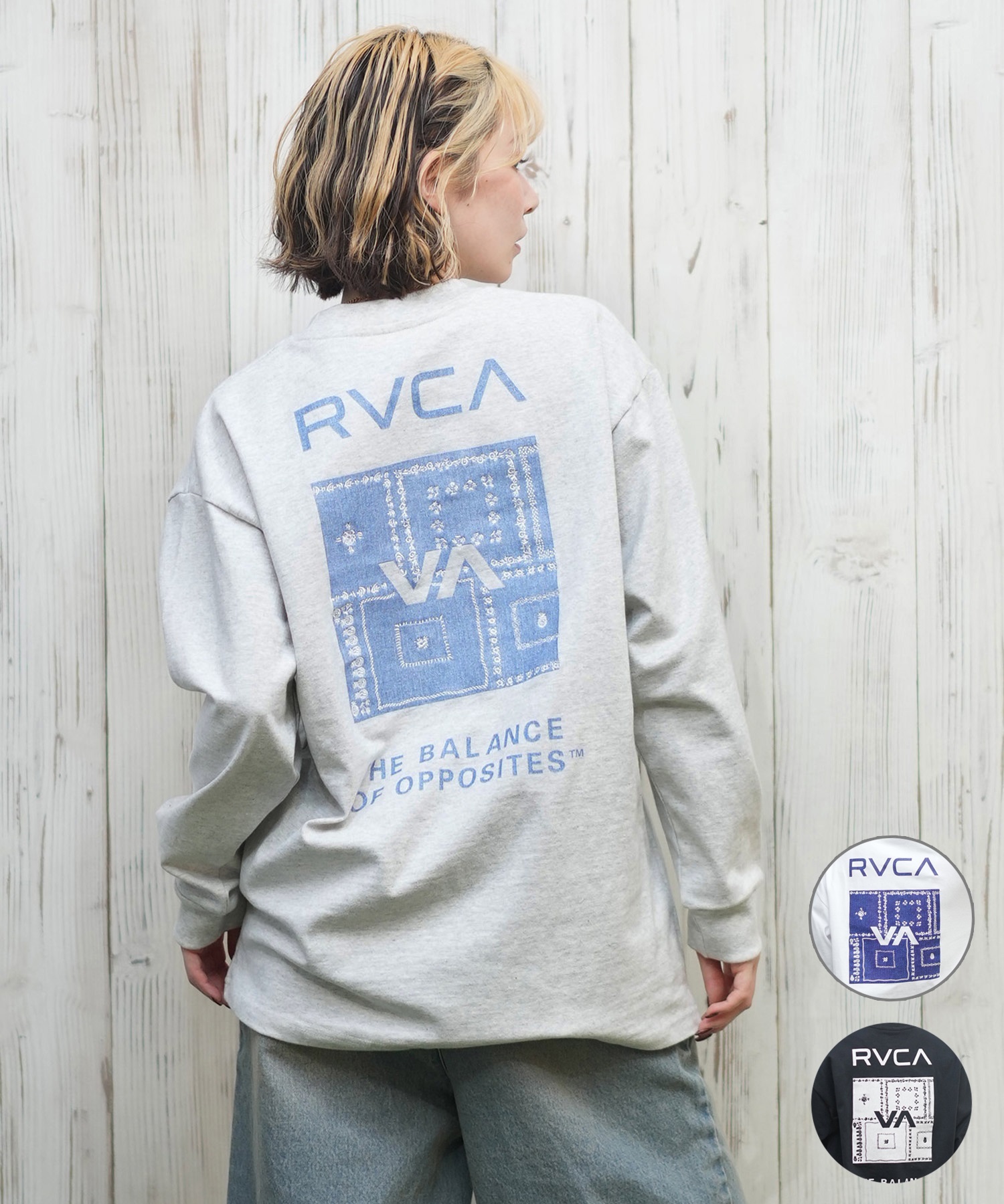 RVCA ルーカ レディース 長袖 Tシャツ バンダナ柄ロンT BF043