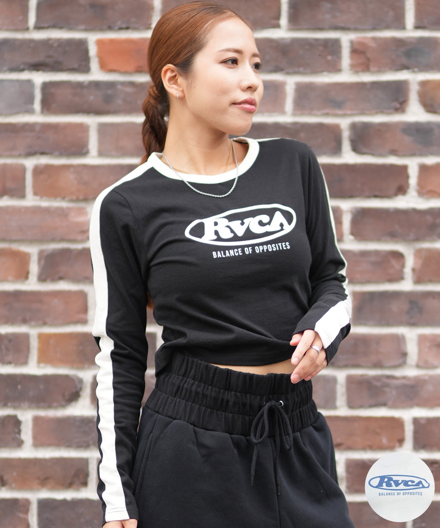 RVCA ルーカ 長袖 Tシャツ ロンT レディース クロップド丈 ショート丈