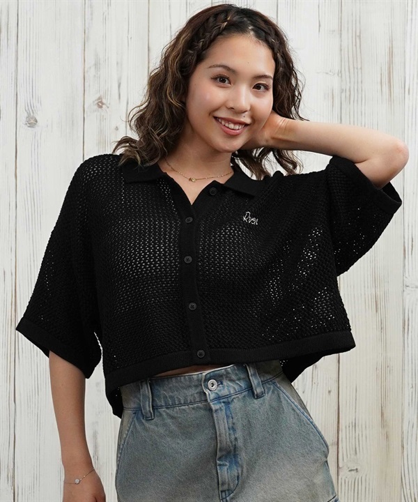 RVCA ルーカ 半袖 シャツ レディース ニットシャツ ショート丈 メッシュ BF04C-850