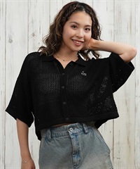 RVCA ルーカ 半袖 シャツ レディース ニットシャツ ショート丈 メッシュ BF04C-850