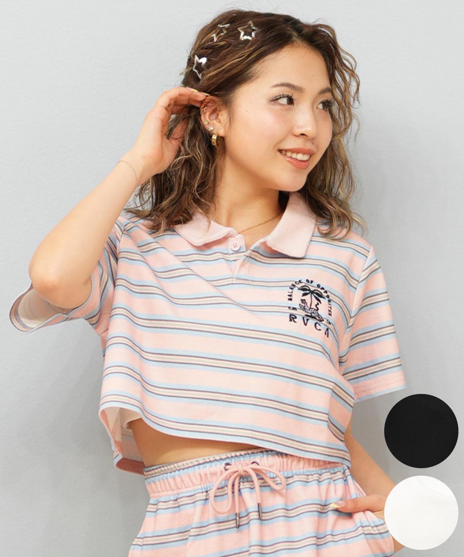 ぽるか RVCA ルーカ 半袖 シャツ レディース ポロシャツ ショート丈