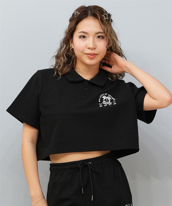 RVCA ルーカ 半袖 シャツ レディース ポロシャツ ショート丈 刺繍ロゴ BF04C-001