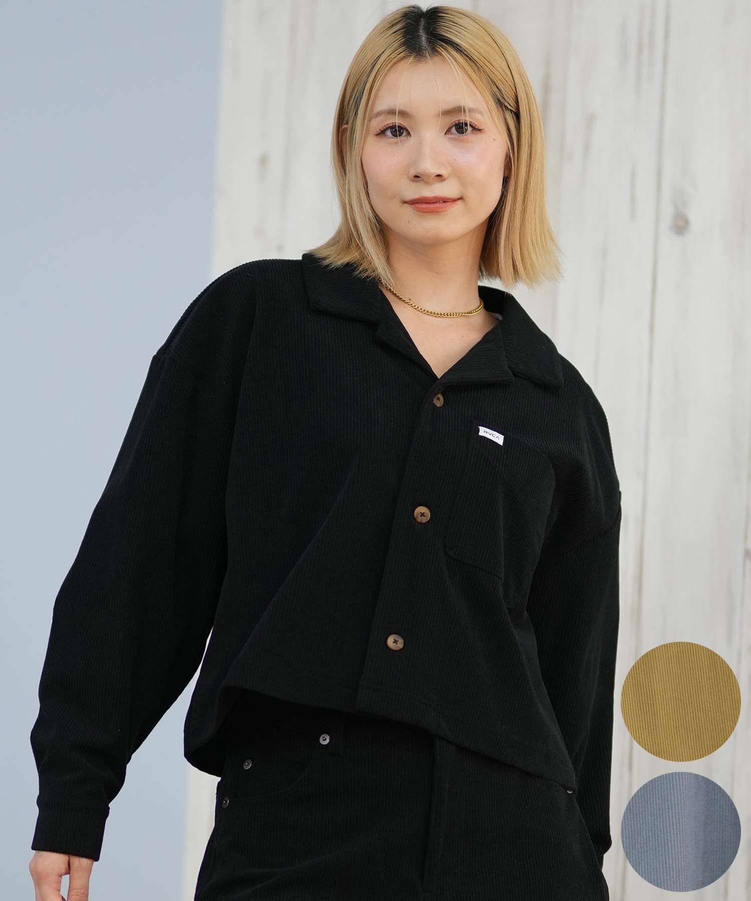 RVCA ルーカ 長袖 シャツ レディース クロップド丈 ショート丈