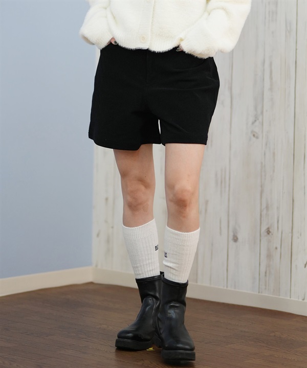 RVCA ルーカ ハーフパンツ ショートパンツ レディース ハイウエスト コーデュロイ シンプル BF044-600