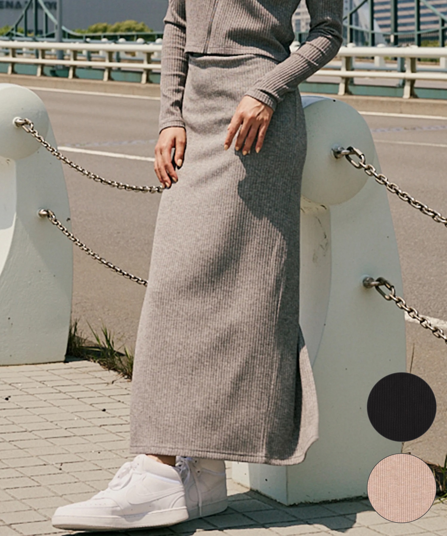 RVCA ルーカ スカート レディース リブニット マキシ丈 Hライン