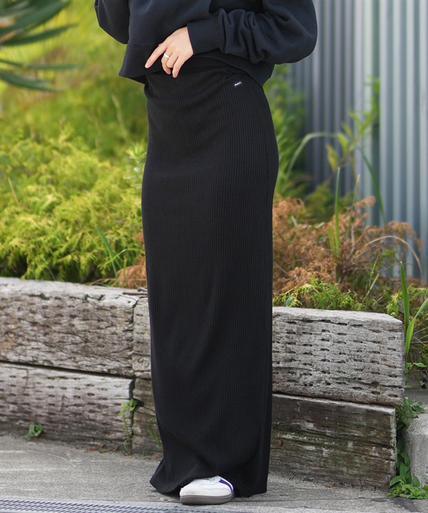 RVCA ルーカ スカート レディース リブニット マキシ丈 Hライン ペンシルスカート ロゴ ワンポイント MAXI PENCIL SKIRT BF044-601