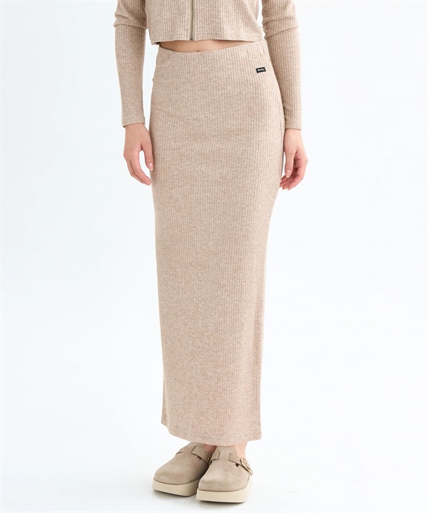 RVCA ルーカ スカート レディース リブニット マキシ丈 Hライン ペンシルスカート ロゴ ワンポイント MAXI PENCIL SKIRT BF044-601