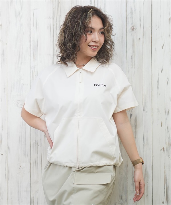 RVCA ルーカ ラッシュガード レディース 半袖 シャツ ジップアップ ワンポイント ロゴ 水陸両用 UVカット BF043-853