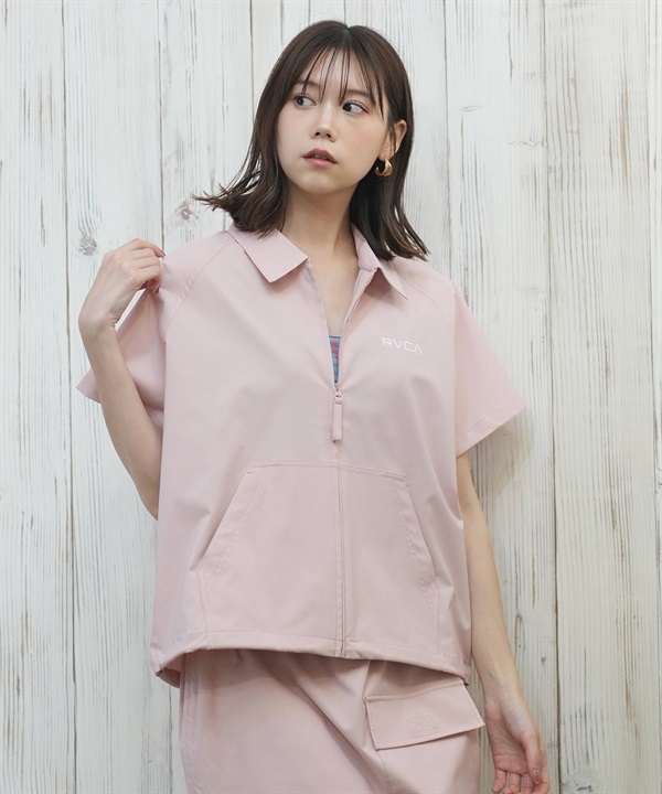 RVCA ルーカ ラッシュガード レディース 半袖 シャツ ジップアップ ワンポイント ロゴ 水陸両用 UVカット BF043-853
