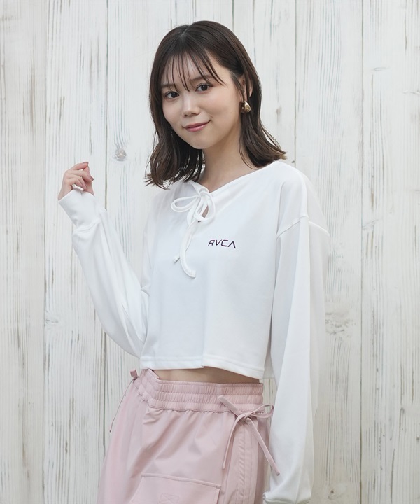 RVCA ルーカ ラッシュガード レディース 長袖 Tシャツ ロンT クロップド丈 ショート丈 水陸両用 UVカット BF043-854