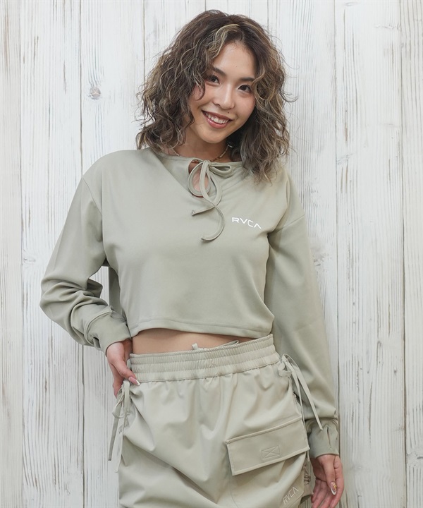 RVCA ルーカ ラッシュガード レディース 長袖 Tシャツ ロンT クロップド丈 ショート丈 水陸両用 UVカット BF043-854