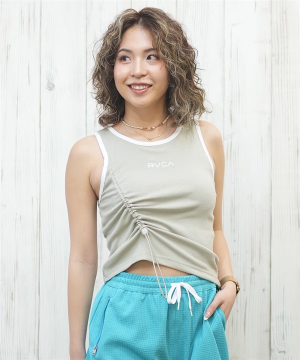 RVCA ルーカ ラッシュガード レディース タンクトップ カップ付 ワンポイント ロゴ 水陸両用 UVカット BF043-856