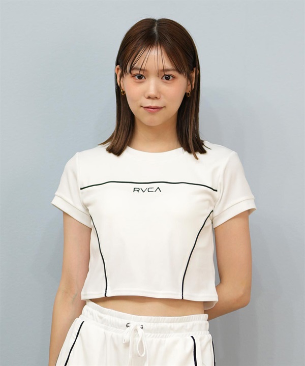 RVCA ルーカ 水着 ラッシュガード 半袖 Tシャツ レディース クロップド丈 ショート丈 パイピング 水陸両用 UVカット BF04C-P85