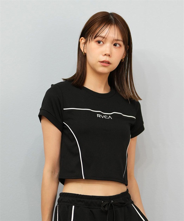 RVCA ルーカ 水着 ラッシュガード 半袖 Tシャツ レディース クロップド丈 ショート丈 パイピング 水陸両用 UVカット BF04C-P85