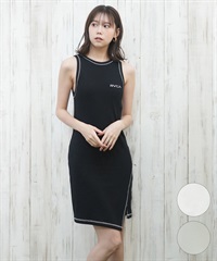 RVCA ルーカ ラッシュガード レディース ワンピース タンクトップ カップ付 膝丈 ワンポイント ロゴ 水陸両用 UVカット BF043-392