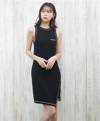 RVCA ルーカ ラッシュガード レディース ワンピース タンクトップ カップ付 膝丈 ワンポイント ロゴ 水陸両用 UVカット BF043-392