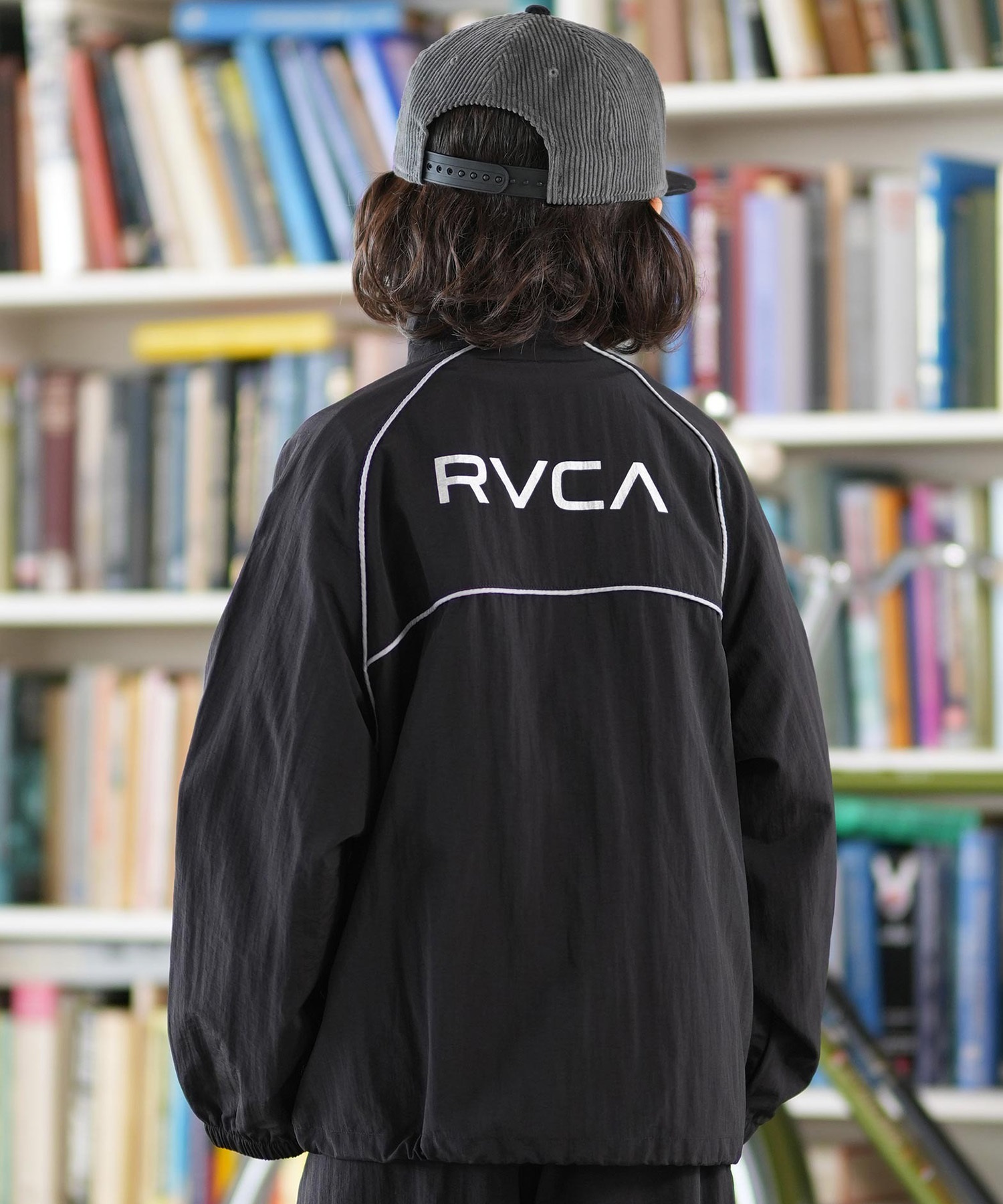 RVCA ルーカ ナイロン ジャケット キッズ ジュニア 子供 バックプリント ロゴ MIL NYLON JACKET BF046-751(BLK-140cm)