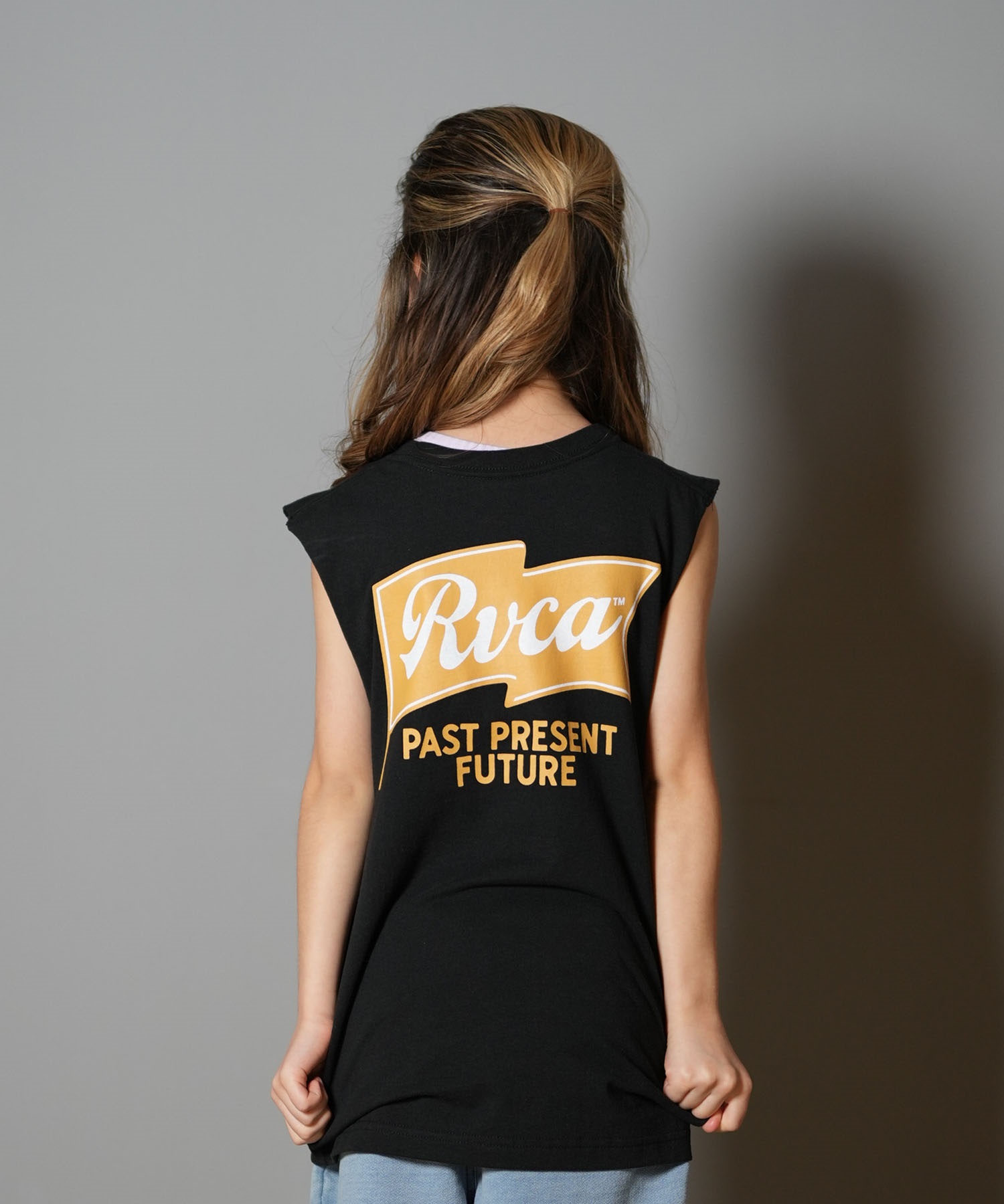 RVCA ルーカ タンクトップ キッズ ジュニア 子供 バックプリント ロゴ ONSHORE TT BF04E-254(BLK-130cm)