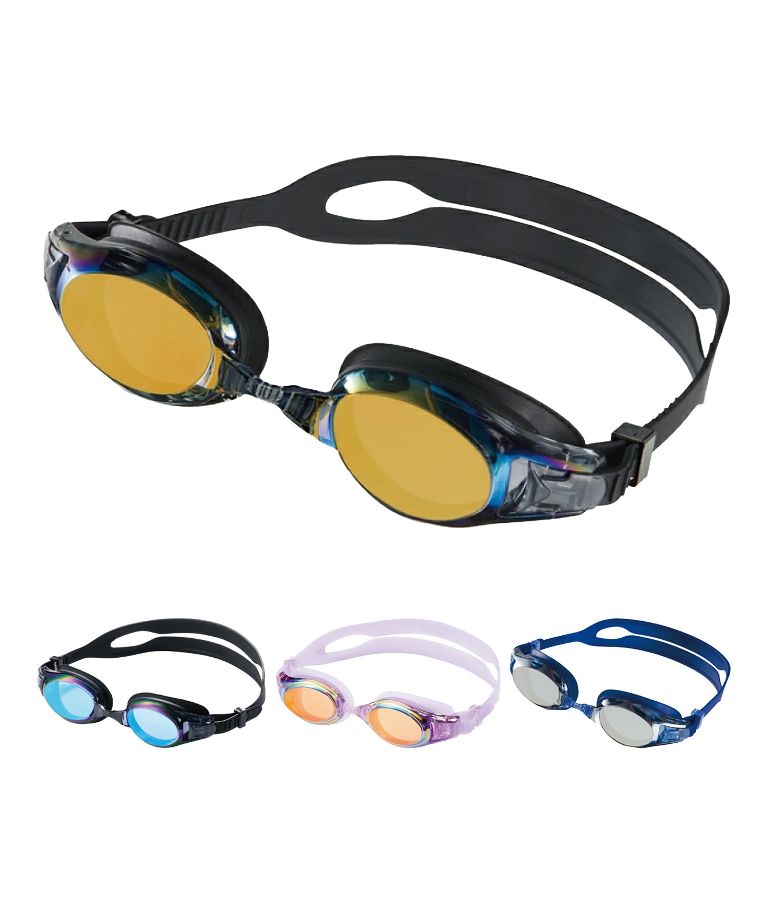 AQA エーキューエー スイミングゴーグル ウォーターランナー ワイドクリックミラー 3 KM-1623(SL.M-ONE)