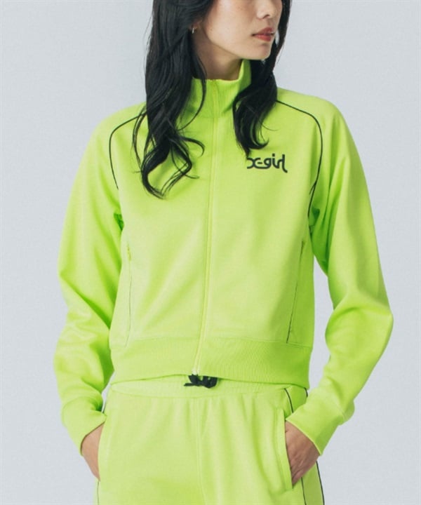 X-girl SPORTSエックスガールスポーツ アウター レディース トラックジャケット ショート丈 吸水速乾 UVカット SHORT TRACK JACKET 155251021004