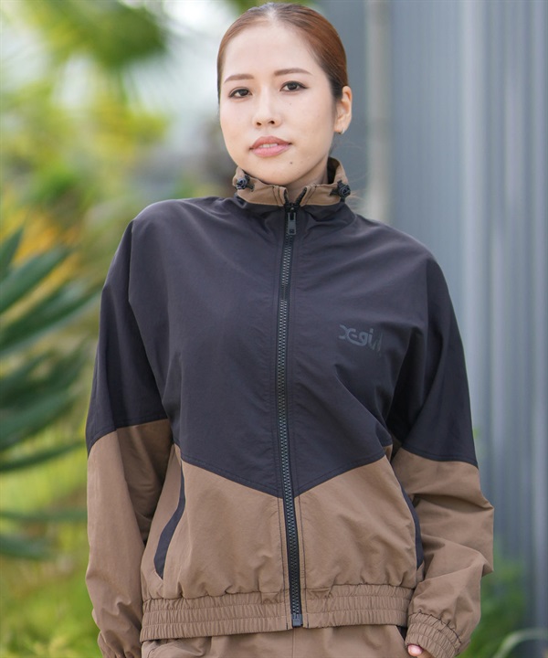 X-girl SPORTS エックスガールスポーツ ジャージ トラックジャケット レディース シンプル ロゴ WIND UP JACKET 155253021001